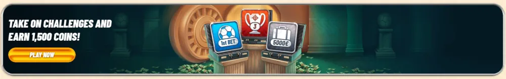 Vegasino játék kihívások és hűségérme jutalmak banner
